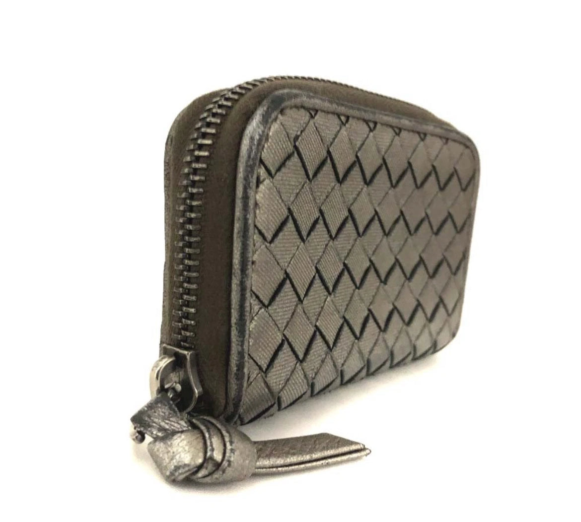Bottega Veneta Metallic Leather Zip Coin Purse