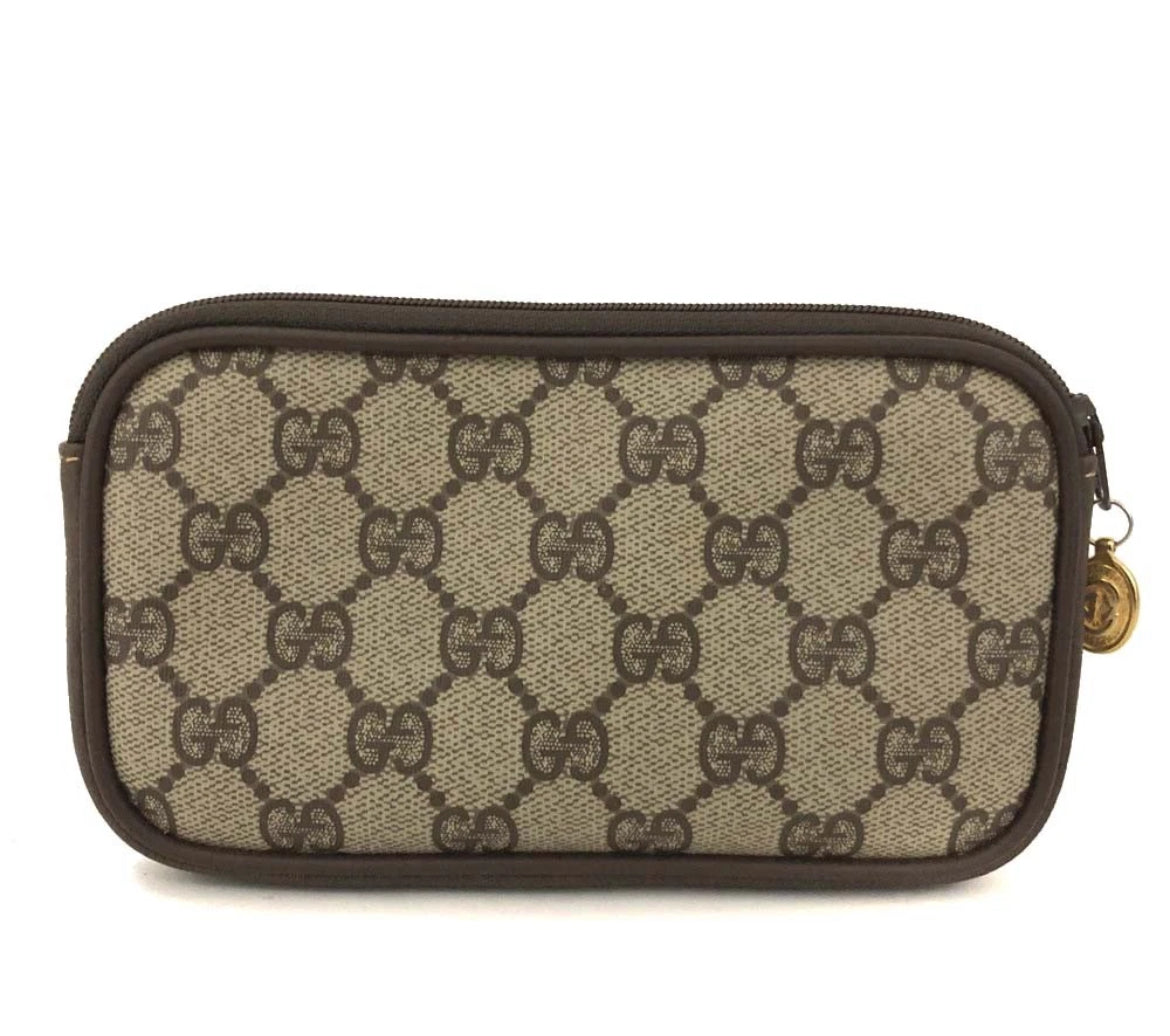 Gucci Brown Monogram Cosmetic Pouch