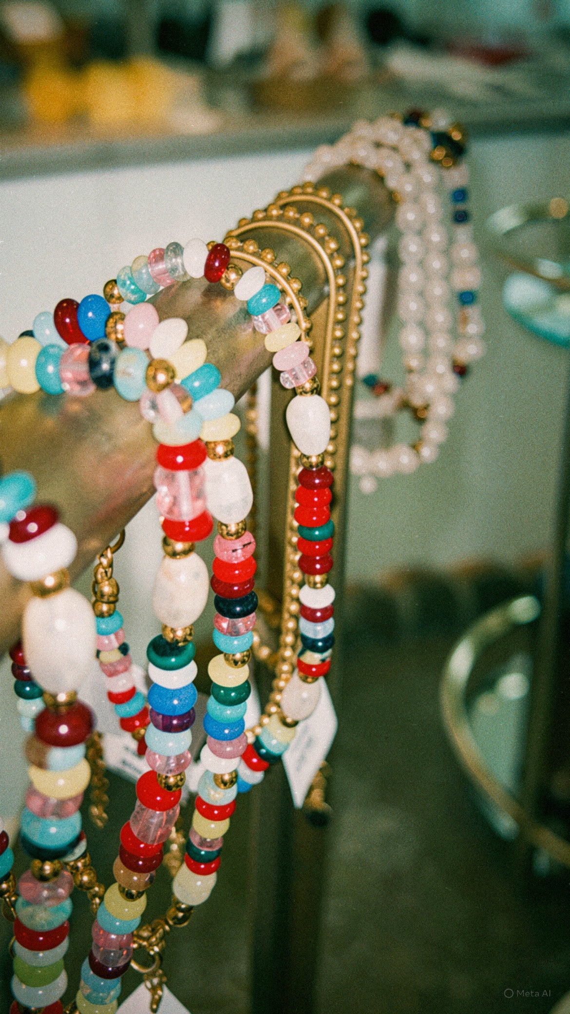 Multicoloured Stone & Pearl Bracelet