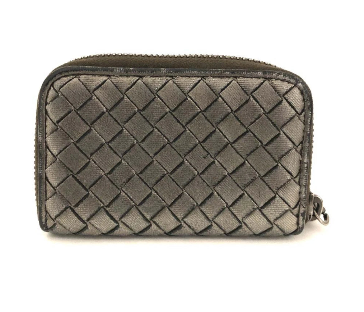 Bottega Veneta Metallic Leather Zip Coin Purse