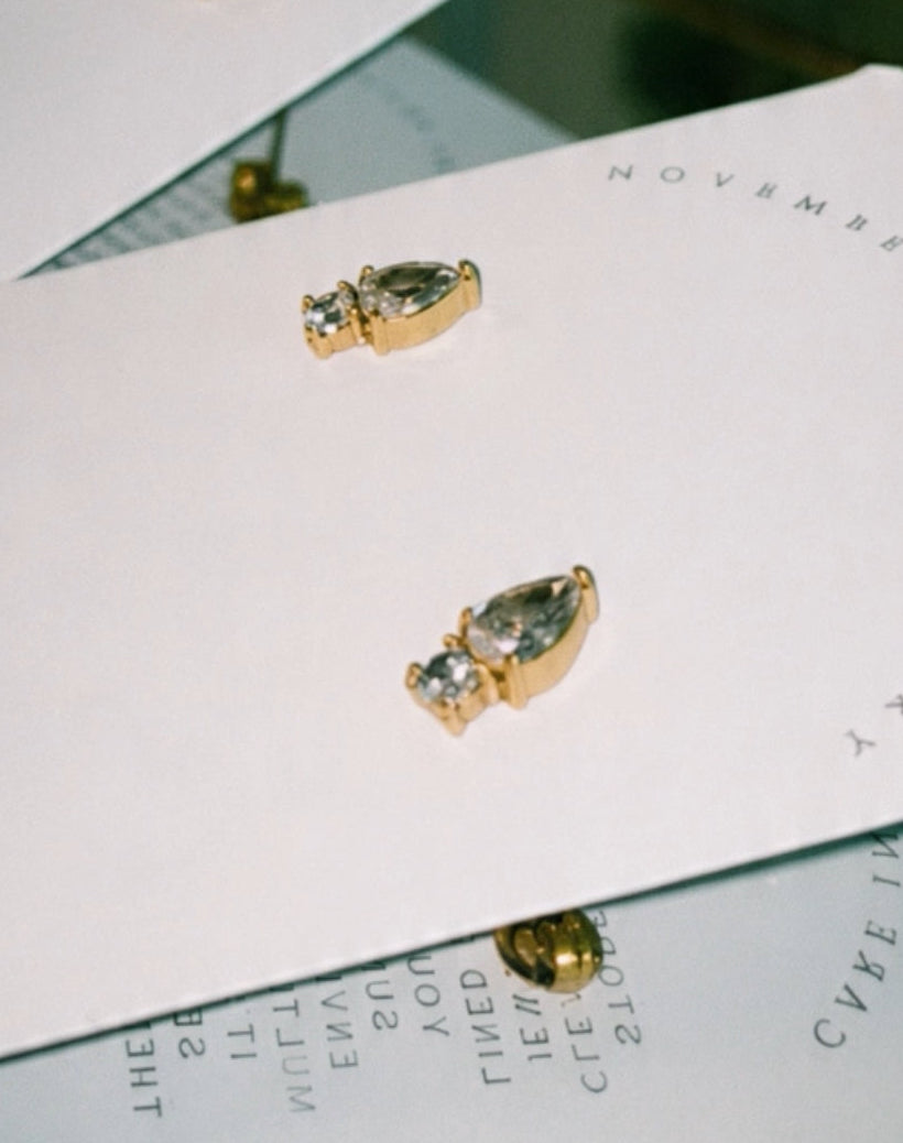 Teardrop & Crystal Studs