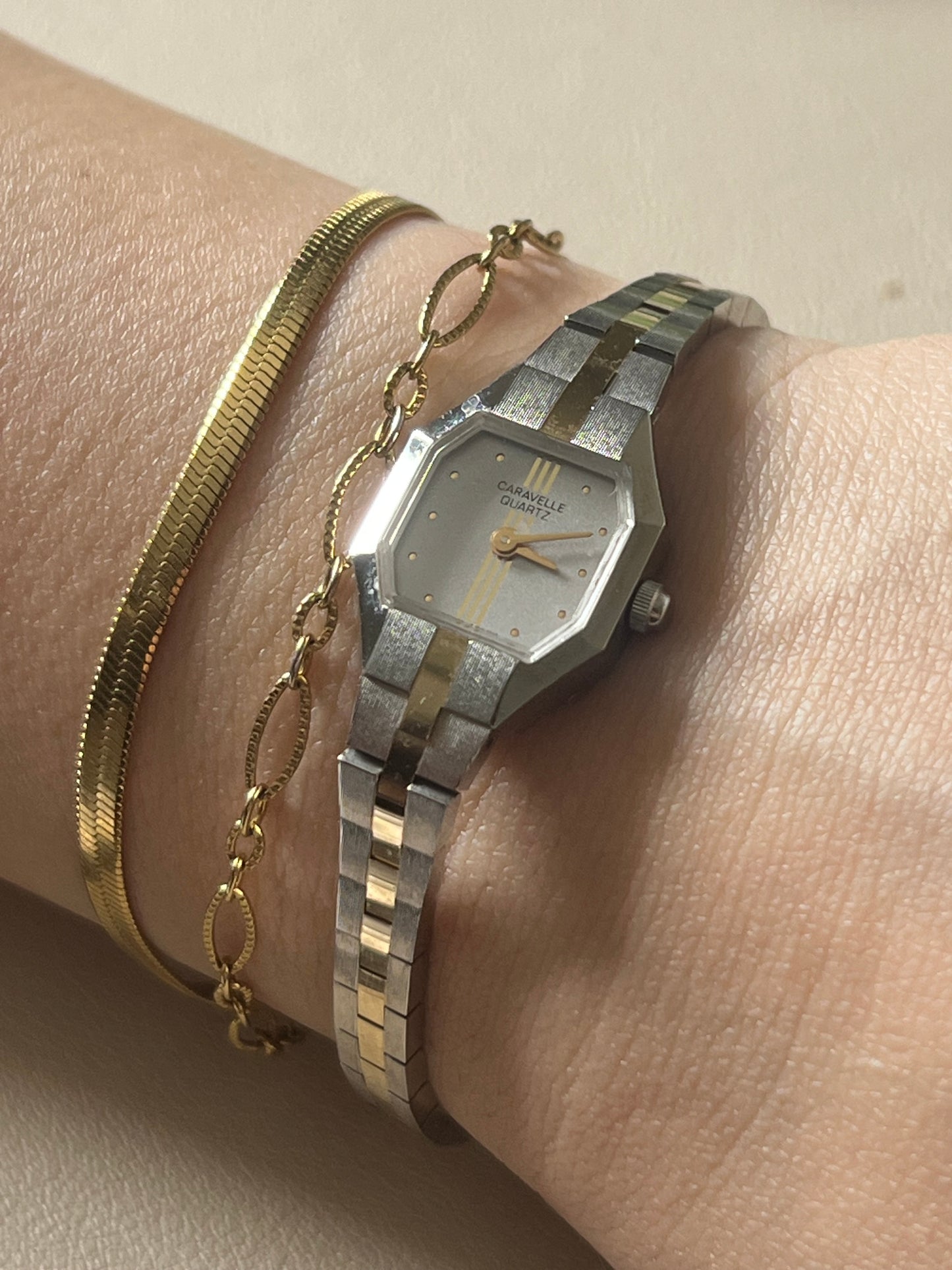 Caravelle by Bulova P7 1987 Women’s Square Two Toned Watch
