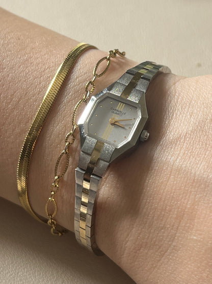 Caravelle by Bulova P7 1987 Women’s Square Two Toned Watch