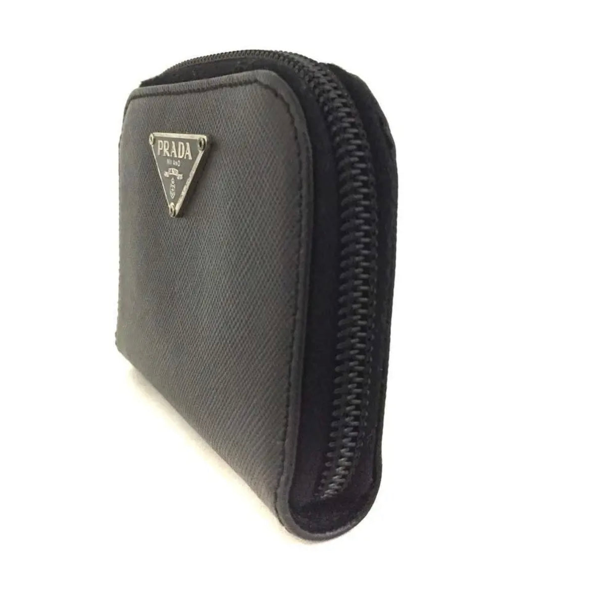 PRADA Saffiano Leather Zip Around Coin Purse