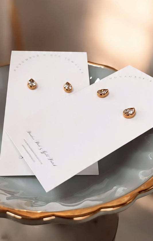 Beveled Teardrop Studs
