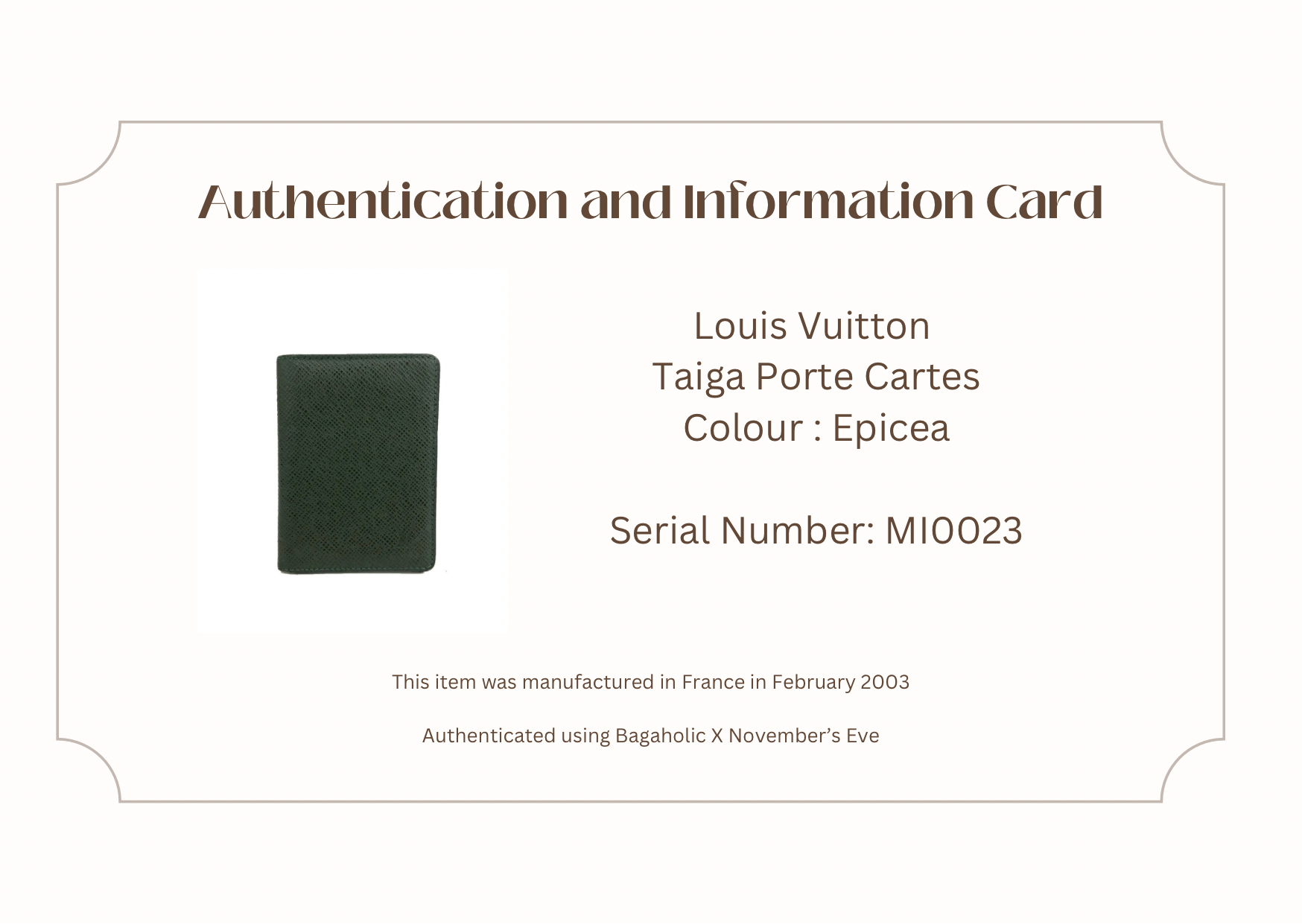 Louis Vuitton Taiga Porte Cartes Vertical  Leather Pass Card Case