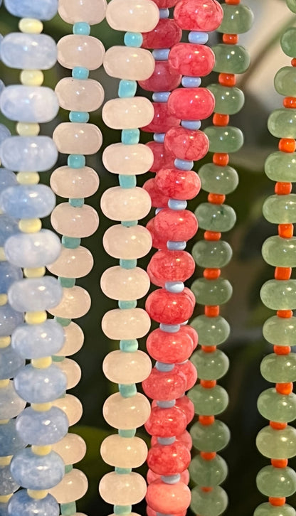 Rondelle Beaded Necklaces with Charm Options
